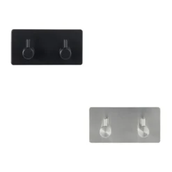 Zwart of Zilver dubbel handdoekhaakje zelfklevend Five® (kleurkeuze niet mogelijk)
