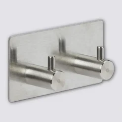 Zwart of Zilver dubbel handdoekhaakje zelfklevend Five® (kleurkeuze niet mogelijk)