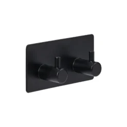 Zwart of Zilver dubbel handdoekhaakje zelfklevend Five® (kleurkeuze niet mogelijk)