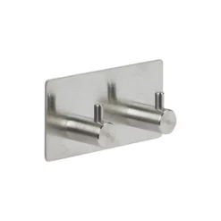 Zwart of Zilver dubbel handdoekhaakje zelfklevend Five® (kleurkeuze niet mogelijk)
