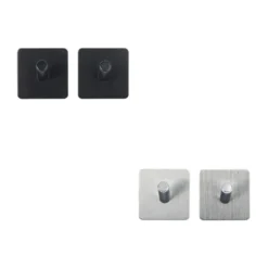 Zwart of Zilver handdoekhaakje zelfklevend 2 stuks Five® (kleurkeuze niet mogelijk)