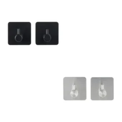 Zwart of Zilver handdoekhaakje zelfklevend 2 stuks Five® (kleurkeuze niet mogelijk)