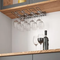 Zwart wijnglazenrek hangend Metaltex